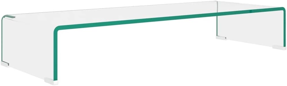 TV Stand/Monitor Riser Glass Clear,Computer Stand,Office TV Stand,Simple TV Stand,Freestanding TV Cabinet,Media Console,for Living Room,Media Room,Gaming Room,Study,Entrance,31.5"x11.8"x5.1"