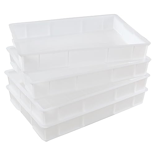 Gainhope 4-Pack Commercial Large Stackable Pizza Proofing Dough Box, Plastic Pizza Dough Boxes, White