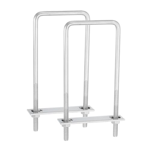 uxcell 2Sets 304 Stainless Steel Square U-Bolts, 2.83" (72mm) Inner Width 7.09" (180mm) Length M8 with Nuts, Frame Plate, Gasket for Automobiles Trailer, Ski Boat, Fishing Boat, Pipelines