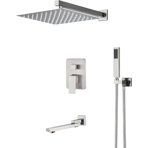 Ensembles de douche pour salle de bain nickel brossé avec robinet mitigeur complet