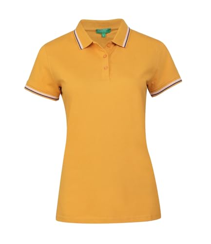 Image of UNITED COLORS OF BENETTON Women's Cotton Lycra Half Sleeves Plain Stylish Regular Fit Polo T-Shirt with Coloured Collar Tipping