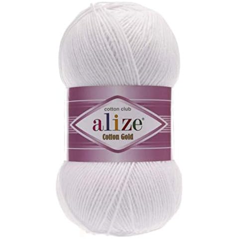 55% Cotton 45% Acrylic Alize Cotton Gold Yarn 1 Skein/Ball 100 gr 360 yds (55-White) Cover