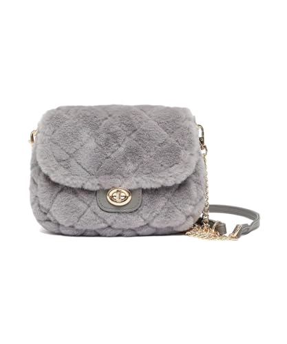 [ハニーズ] ショルダーバッグ 鞄 フェイクファー コンパクト 2way ショルダー調整 無地 レディース キルティングファーバッグ 277121933497 グレーのサムネイル