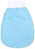 TupTam Baby Strampelsack mit breitem Bund – Unwattierter Schlafsack Baby aus Baumwolle für Frühling & Sommer, Farbe: Sterne Mintgrün, Größe: 0-6 Monate