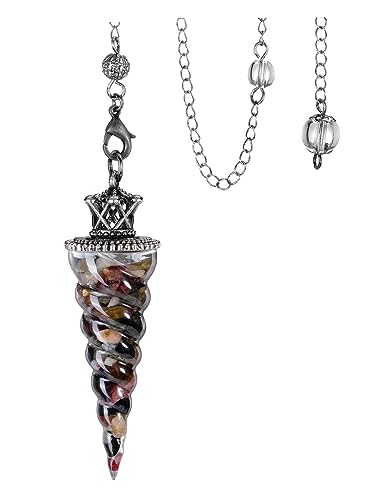 CrystalTears Tourmaline Crystal Pendulum for Divination Healing Crystal Spiritual Point Gemstone Resin Dowsing Pendulum Crystal for Witchcraft Reiki Healing Meditation