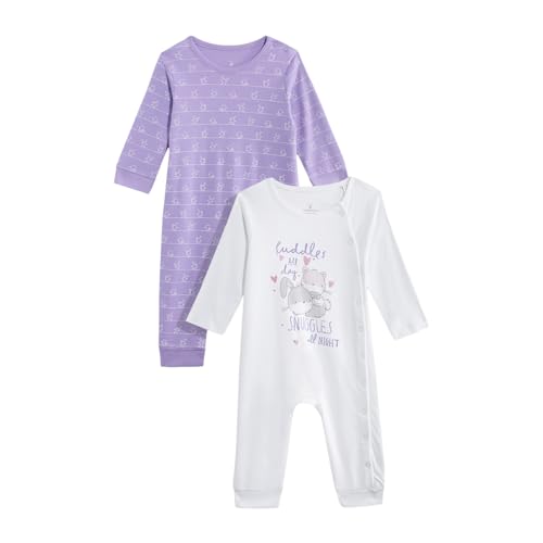 Image of Mothercare Girls Autumn Charm Printed Full Sleeve All-In-One Romper | Soft Cotton Jumpsuit Bodysuit for Baby & Toddler | (Pack of 2)