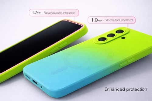 Image of amazon basics Gradient Mag-Safe Case for Samsung Galaxy A17 / M17 / F17 5G | Soft Silicone Shockproof Cover with Camera Protection | Slim Lightweight Design | Smooth Touch & Durable - Green & Blue