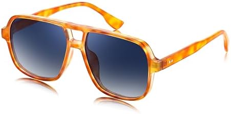 FEISEDY Retro Square Aviator Sunglasses Women Men 70s Vintage Trendy Plastic Frame Sun Glasses B4158