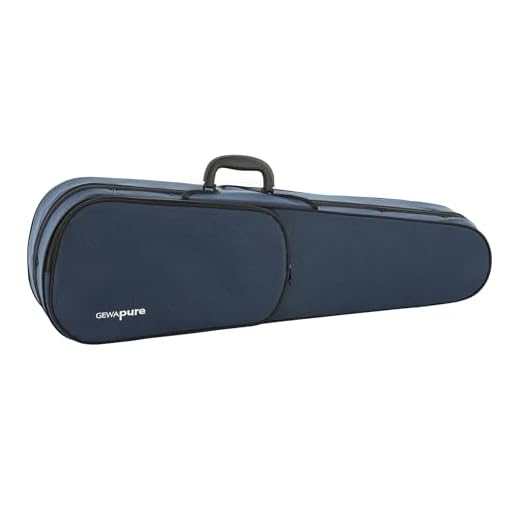 PURE GEWA Estuche de violín en forma azul oscuro/terciopelo gris claro con bolsillo para partituras y correas de mochila 4/4