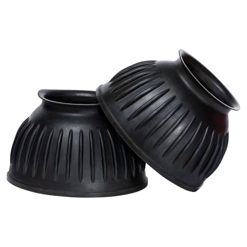 Dura-Tech Pull On Ribbed Rubber Bell Boots for Horses | Durable Shock Absorption | Rolled Collar for Comfort | Secure Pull-On Fit | Color Black | Size X-Large