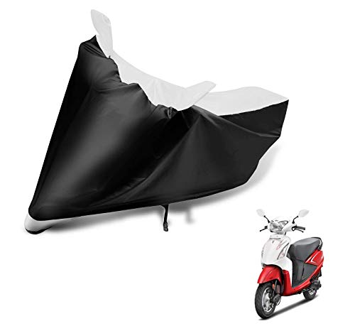 Image of Auto Hub Scooty Cover Compatible with Hero Pleasure with Mirror Pocket, Dustproof, Heat Resistant, Triple Stitched, Pleasure Scooty Cover- Black, White