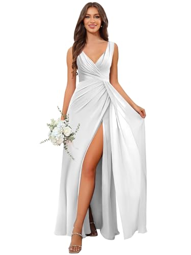 Long Chiffon Bridesmaid Dresses Floral A-Line Formal Wedding Guest Dress