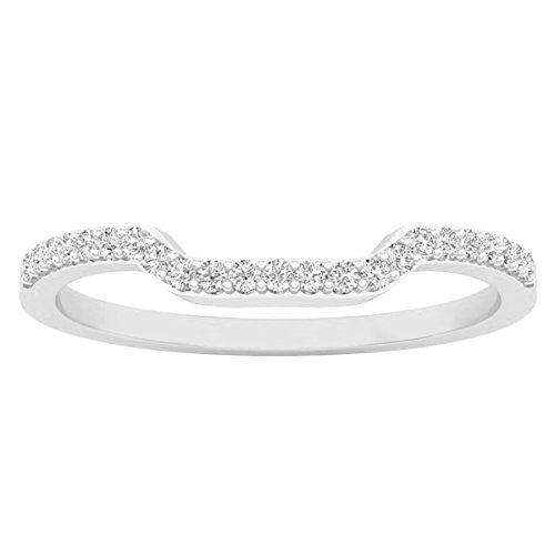 Dazzlingrock Collection 0.15 Cttw 10K Round Diamond Womens Stackable Wedding Contour Band Guard Ring, Solid White Gold2