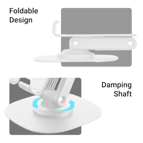 Image of Adjustable Mobile Phone Stand with 360 Rotating Base, Foldable Multi-Angle Desktop Phone Holder, Height Adjustable Table Stand for All Smartphones