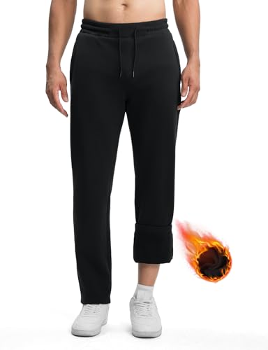 Men's Fleece Sweatpants with Zipper Pockets - Casual Athletic Pants