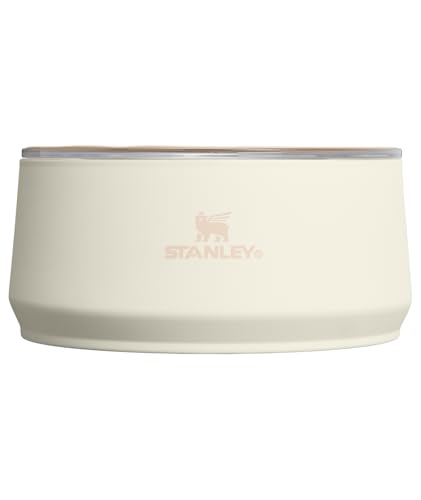 STANLEY Pet Bowl | 6-Cup (48 oz) Insulated Stainless Steel Dog & Cat Bowl | Splash-Resistant Lid | Dishwasher Safe | BPA-Free | Cream
