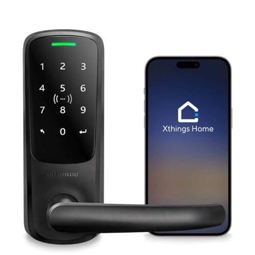 Image of ULTRALOQ Latch 5 Built-in WiFi Smart Lock with NFC, 5-in-1 Keyless Entry Door Lock with Touch Digital Keypad, Smart Handle Lock, App Control, Black