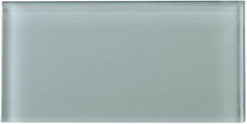 Miniatura 4 de Tenedos Azulejo de pared de vidrio azul gris brillante de 3 x 6 pulgadas para baño, ducha, cocina, chimenea, decoración de acento (1 pies cuadrados