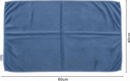 Image of Dribble Microfiber Weft Knitting 400 GSM Hand Towel 40x60 cm | Ultra Soft, Quick Dry, Highly Absorbent | Lightweight & Skin-Friendly Towel for Bathroom, Gym & Travel, Blue & Grey (Pack of 4)