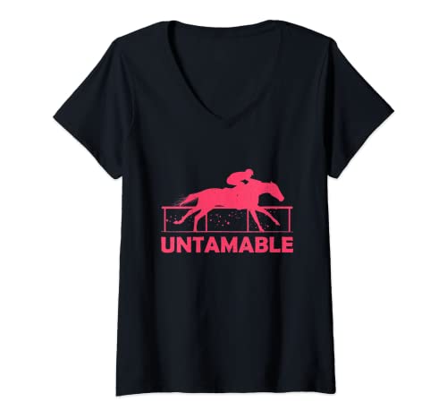 Womens Cute Horse Derby Race Racing Festival Pun I Untamable Pride V-Neck T-Shirt