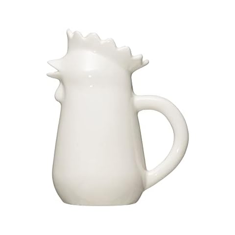 Creative Co-Op Chicken Shaped Stoneware Creamer Pitcher Cover