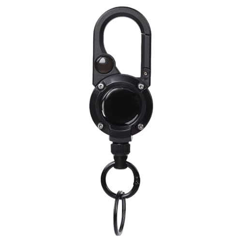Llavero extensible, mosquetón resistente con brújula, llavero portátil, llavero de mosquetón, llavero para caza, camping, al aire libre, senderismo, pesca, Negro, Refer to description