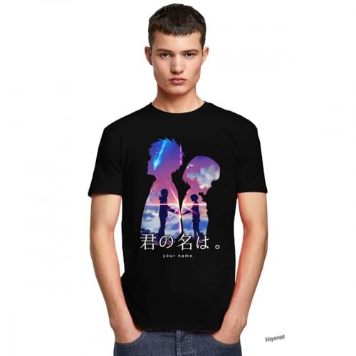 Basic Style: Youth Fashion Your Name T Shirt Men Pre-Shrunk Cotton Manga Tshirt Kimi No Na WA Tee Tops Short-Sleeve Graphic T-Shirt Clothing