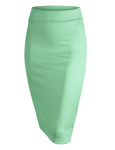 Made By Johnny WB700 Womens Scuba Midi Skirt L SEA Green