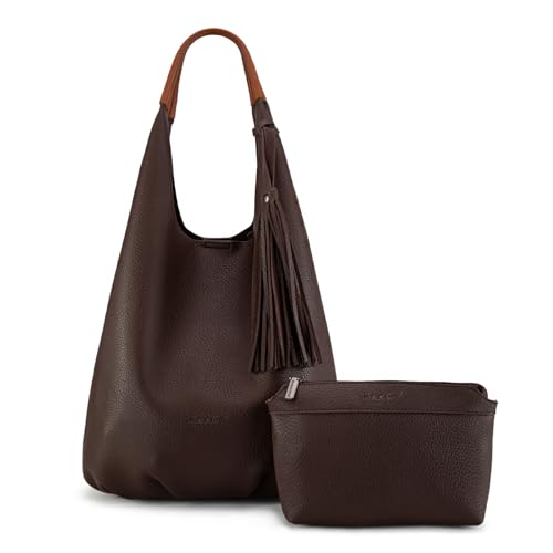 Image of Montana West Hobo Bags for Women Slouchy Handbags 2PCS Tassels Shoulder Bag with Comestic Bag