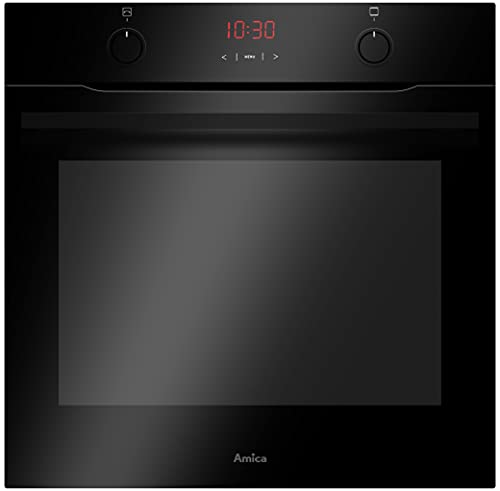 Amica EBX 943 600 S Einbaubackofen/Schwarz-Glas / 77 Liter Garraumvolumen / 9 Funktionen (z. B. Umluft, Ober-/Unterhitze) / Timer/Versenkknebel