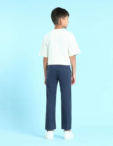 Image of U.S. Polo ASSN. Kids Trousers for Boys - Cotton Stretch Fabric, Mid-Rise Waist, Twill Weave Casual Trousers for Boys