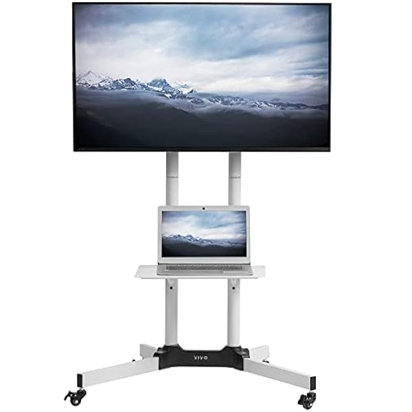 Vivo - Carrito de TV móvil para televisores de Pantalla Plana LCD LED de Plasma de 32 a 65 Pulgadas de hasta 100 Libras, Soporte de Color Blanco con Ruedas de Bloqueo - MAX VESA 600 x 400 STAND-TV03W