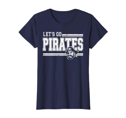 Pirates School Sports Fan Team Spirit Vintage T-Shirt, Women, Navy Blue, X-Small