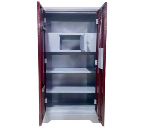 Image of MKFURNITURE Steel Almirah Wardrobe 2 Door with Mirror Cupboard | Wardrobe Storage Rack Closest Organizer for Clothes |1 Locker and Secret Locker | Modern Storage Wardrobe (Olive Green)
