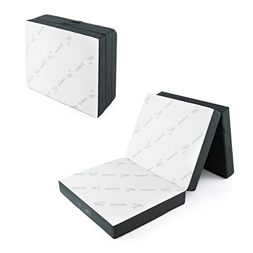 LIFEZEAL Colchón Plegable 80x193x10 CM, colchón Plegable viscoelastico para 1 Persona, colchoneta de Cama portátil con asa para Invitados, Viaje