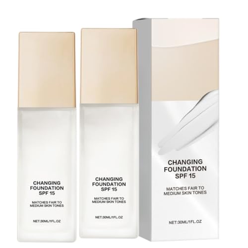 Rise Luxus Color Changing Foundation for Mature Skin Auto Color Correcting 2-in-1 Hydrating Soft Light Makeup Base Daily Facial Makeup (2 pcs)