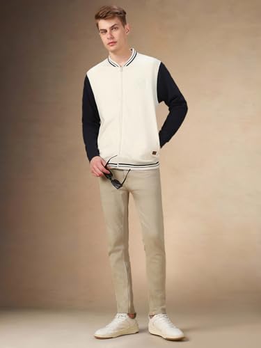 Image of Dennis Lingo Men Colorblock Polycotton Regular Fit Full Sleeves Front-Open Sweatshirts