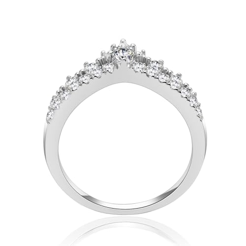 Princess Crown Moissanite Wedding Band, 925 Sterling Silver Plated 18K White Gold Women's Ring as a Gift for Her Promise Eternity Ring3