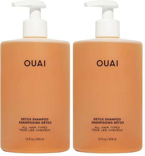 OUAI Detox Shampoo - Clarifying Shampoo for Build Up, Dirt, Oil, Product and Hard Water - Apple Cider Vinegar &amp; Keratin for Clean, Refreshed Hair - Sulfate-Free Hair Care (16 oz) (Pack of 2)