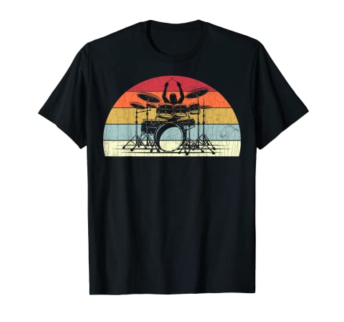 Retro Drummer Funny Drum Player Gráfico amante de la batería Camiseta
