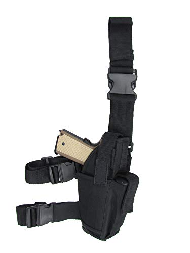 P-Force Adjustable Tactical Gun & Magazine Holster Right Handed Drop Leg Thigh Holster Revolver Pouch Tactical Leg Holster Thigh Gun Holster Universal Drop Down Holster Revolver 1911 Holster