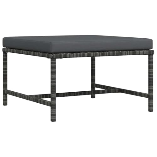 vidaXL Reposapies Seccional con Cojín Patio Muebles Mobiliario Terraza Exterior Hogar Silla Asiento Acolchado de Ratán Sintético Gris