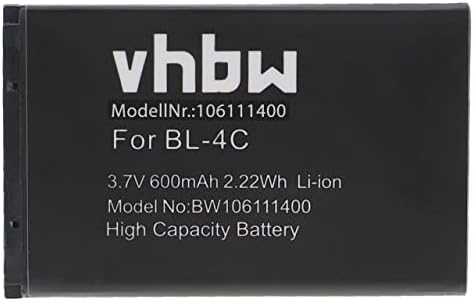 vhbw Li-Ion Battery 600mAh (3.7V) for Mobile Phone Smartphone TTFone Venus 2 TT31, TT700, TT59, Mars TT400, Earth TT23, TT002: BBA-07, BK-BL-4C.