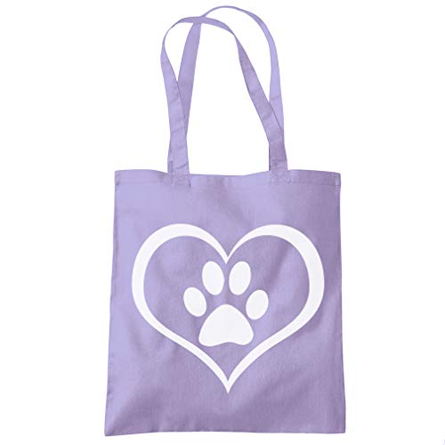 Image of Cat Paw Heart - Tote Shopping Bag - Cat lover pet animal heart love One size lavender purple