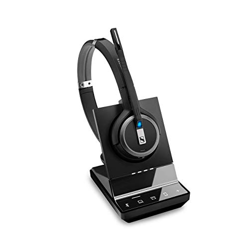 Image of Sennheiser SDW 5066 (507024) - Double-Sided (Binaural) Wireless Dect Headset for Desk Phone Softphone /PC & Mobile Phone Connection Dual Microphone Ultra Noise Cancelling, Black