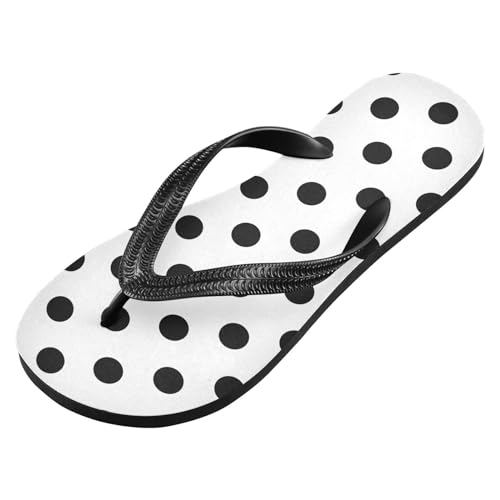 ALAZA Seamless Polka Dot Flip Flops for Women Fashion Beach Slippers Comfort Mens Flip Flops Non-Slip Rubber Shower Slippers Sandal for Hotel Travel Sport,XS2