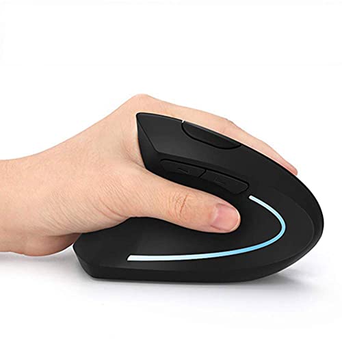 Left Handed Mouse, Lefty Ergonomic Wireless Mouse – Acedada Rechargeable 2.4G Left Hand Vertical Mice with Nano Receiver, 6 Buttons, Less Noise - Black