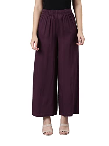 Image of GO COLORS Soft Viscose Basic Palazzo Full Length for Women| Breathable, Mid Rise, Relaxed Fit