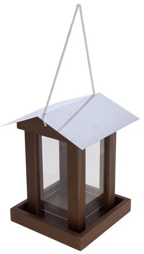Kerbl Hobbyfarming 87033 Vogelfutterhaus, Wetterfest, Aus Holz, Mit Acrylglas, Mit Metalldach, Einfache Montage, Für Wildvögel Geeignet, Schutz Vor Regen, Robust und Langlebig
