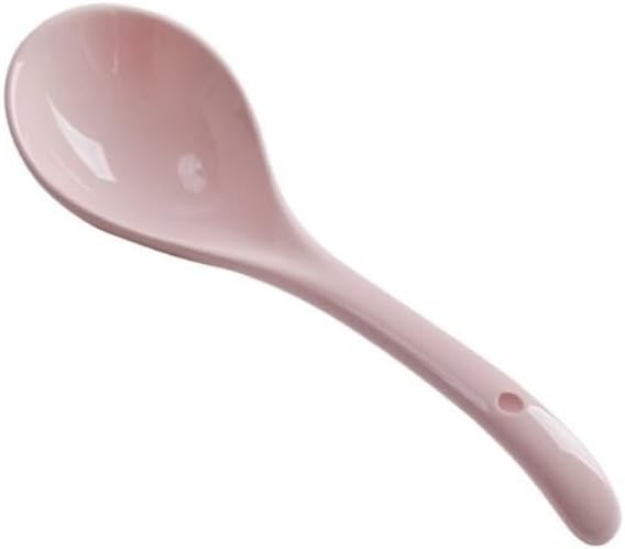 Cooking Spoons Ceramic Soup Ladle, Household Spoon and Spoon(Pink)